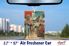 Car Air Freshener sublimation Vintage collage Retro Mexico Product Image 1
