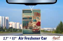 Car Air Freshener sublimation Collage Vintage country Greece Product Image 1