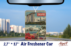 Car Air Freshener sublimation Vintage collage Singapore PNG Product Image 1