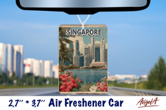 Car Air Freshener sublimation Vintage Singapore Retro design Product Image 1