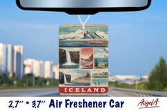 Car Air Freshener sublimation Collage Vintage Iceland Retro Product Image 1