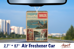 Car Air Freshener sublimation Vintage collage Brazil Retro Product Image 1