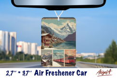 Car Air Freshener sublimation Vintage collage Switzerland Product Image 1