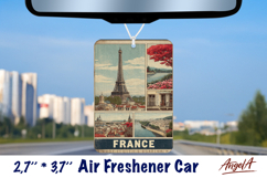 Car Air Freshener sublimation France Vintage collagePNG Product Image 1