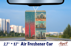 Car Air Freshener sublimation Dubai Vintage collage PNG Product Image 1