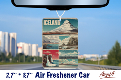 Car Air Freshener sublimation Iceland Retro Collage Vintage Product Image 1