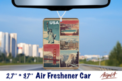 Car Air Freshener sublimation Vintage collage Retro USA Product Image 1