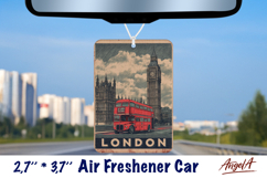 Car Air Freshener sublimation London Vintage collage Retro Product Image 1