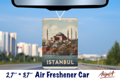 Car Air Freshener sublimation Vintage design Retro Istanbul Product Image 1