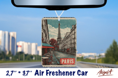 Car Air Freshener sublimation Vintage design Retro Paris Product Image 1