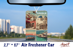 Car Air Freshener sublimation Vintage collage Retro Greece Product Image 1
