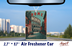 Car Air Freshener sublimation Vintage collage Italy Rome Product Image 1