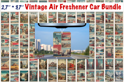 Car Air Freshener sublimation Vintage collage country design Product Image 1