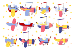 12 Hand-Drawn Cute Airplanes Clipart - Whimsical Product Image 1