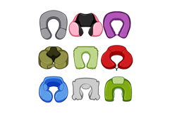 airplane pillow set cartoon vector illustration Product Image 1