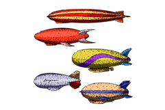 airship set sketch hand drawn vector Product Image 1