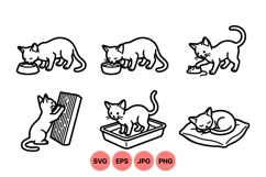 Minimalist Cat Life Illustrations For Printables Product Image 1