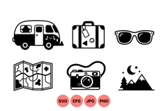 Vintage Travel Icon SVG Graphics For Vacation Product Image 1