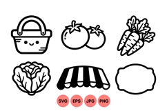 Hand Drawn Farm Market Vegetable Clipart Svg Product Image 1
