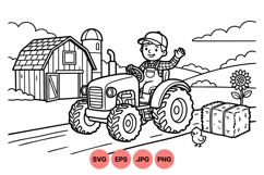 Farm Tractor Boy Svg Illustration For Crafts Product Image 1