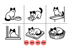 Cute Cat Life Vector Icons For Printables Product Image 1
