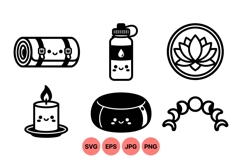 Kawaii Wellness Icons For Yoga Meditation Design Product Image 1