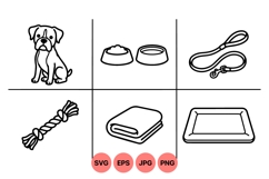 Hand Drawn Puppy Care Items Clipart Product Image 1