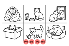 Hand Drawn Kitten Line Art Illustrations Product Image 1