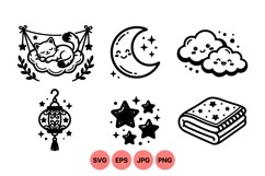 Whimsical Nighttime Sleep SVG Illustrations Product Image 1