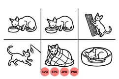Hand Drawn Cat Clipart For Crafts Product Image 1