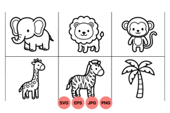 Cute Safari Animals SVG Clipart For Kids Designs Product Image 1