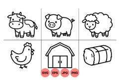 Cute Farm Animal Vector Clipart For Kids Crafts Product Image 1