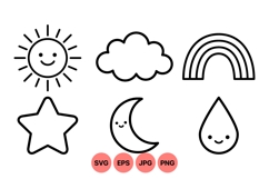 Cute Weather Themed Vector Icons For Kids Design Product Image 1