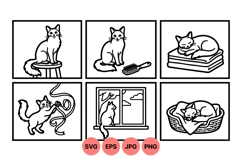 Line Art Cat Illustrations For Craft Projects Product Image 1