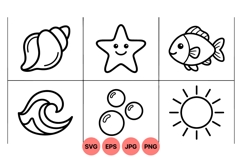 Cute Ocean Clipart For Summer Crafts Product Image 1