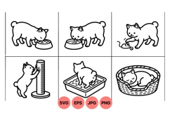Line Art Kitten Cat Vector Clipart for Crafts Product Image 1