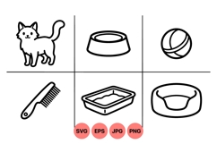 Line Art Cat Care Icons For Pet Designs Product Image 1