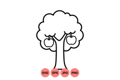Hand Drawn Apple Tree Clipart Illustration Product Image 1