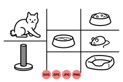 Minimal Cat Care Line Art Vector Clipart Product Image 1