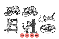 Cute Kitten Line Art Clipart Illustrations Product Image 1