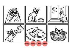 Line Art Cat Clipart Illustrations For Crafts Product Image 1