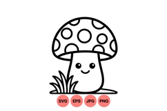 Cute Smiling Mushroom Cartoon Clipart Illustration Product Image 1