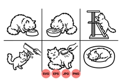 Hand Drawn Cat Care Illustrations For Crafts Product Image 1