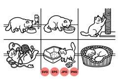 Line Art Cat Care Clipart Illustrations Product Image 1