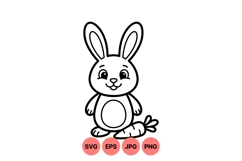 Cute Bunny Line Art Clipart For Kids Crafts Product Image 1