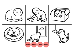 Minimalist Cat Line Art Illustrations For Crafts Product Image 1