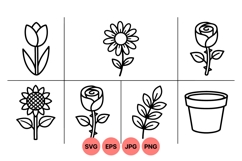 Minimalist Floral Line Art Vector Clipart Design Product Image 1