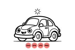 Cute Cartoon Car Vector Illustration For Kids Product Image 1