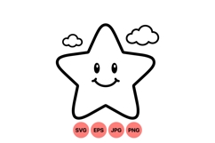 Cute Smiling Star Illustration For Kids Art Product Image 1