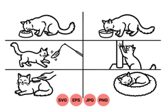 Line Art Cat Clipart For Pet Designs Product Image 1
